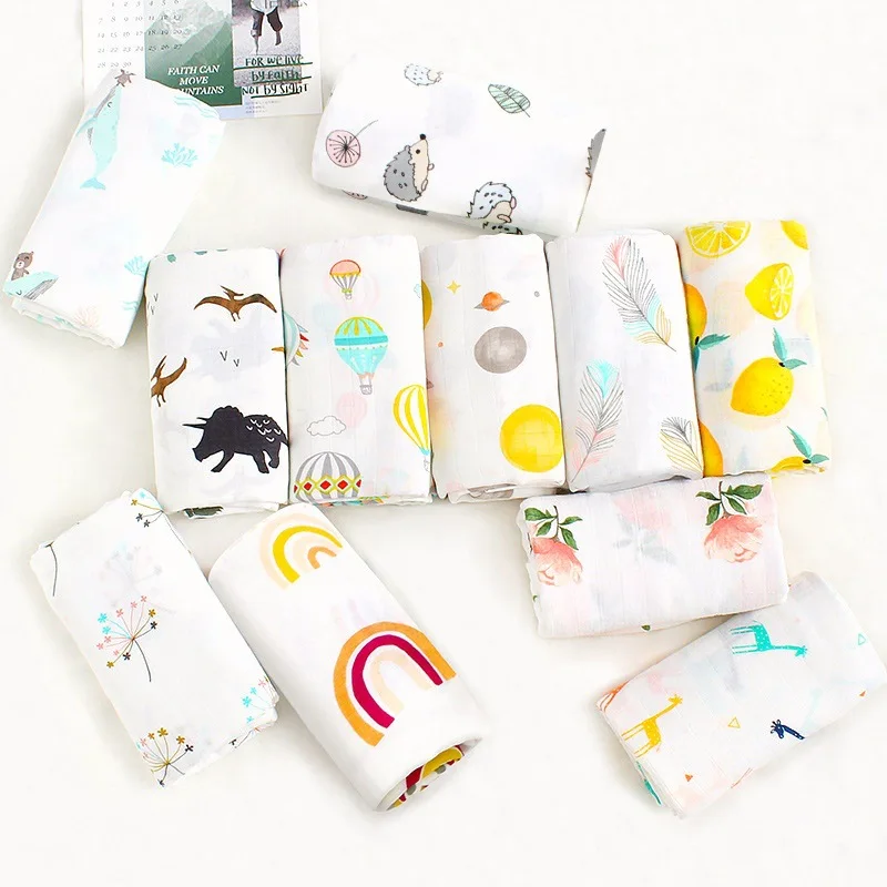 New 120x120cm Bamboo Cotton Baby Swaddle Bedding Bath Towel Infant Wrap Gauze Muslin Blankets Breathable For Newborn Baby