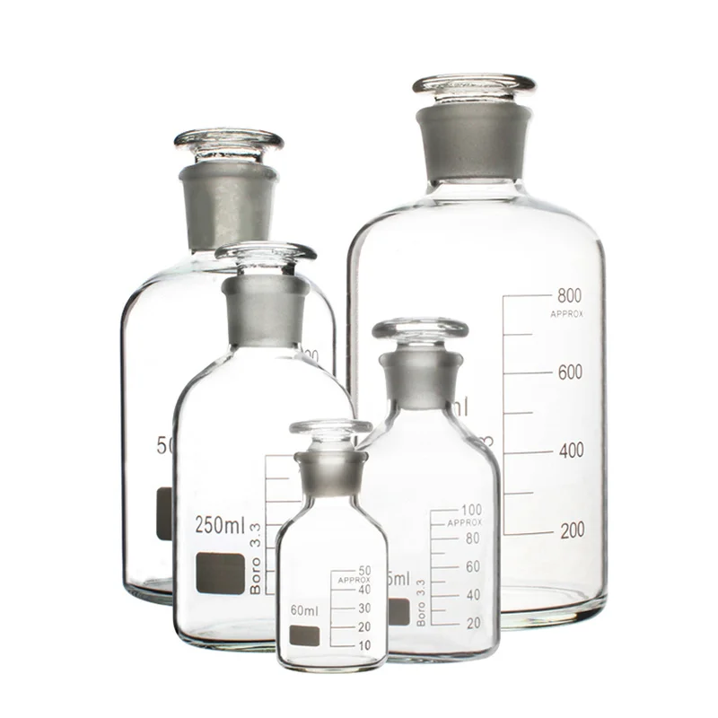 Yeni yüksek kaliteli küçük boyunlu reaktif şişesi yüksek bor silikon cam şişe 60ml -1000ml laboratuvar reaktif şişe