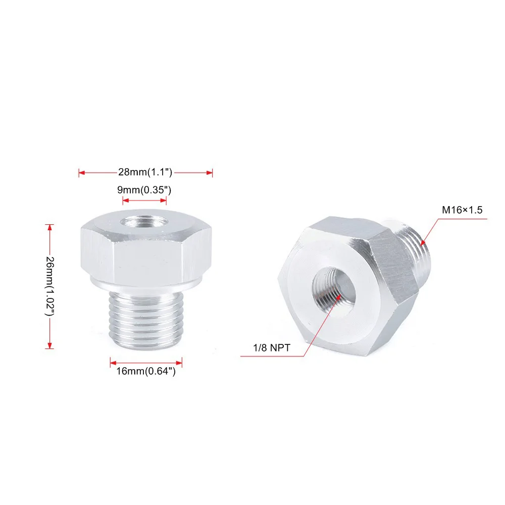 1PC 1/8 NPT Aluminum Oil Pressure Adapter Fitting Thickening style High Pressure LS Swap Gauge Sensor Adapter M16x1.5