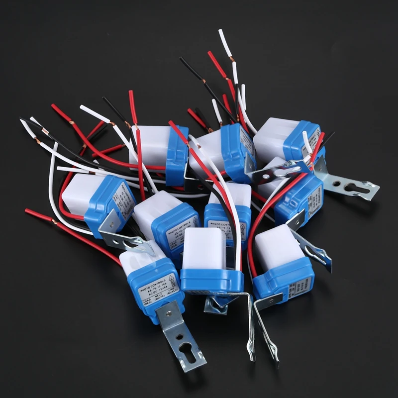 Fotocélula de encendido y apagado automático, interruptor de Sensor de fotointerruptor de luz de calle AC/DC 12V 10A, 10 Uds.