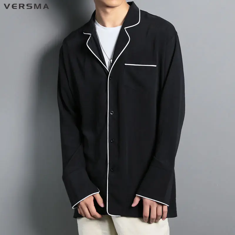 

VERSMA Korean Harajuku BF Pajamas Vintage Long Sleeve Shirt Men Women Hip Hop Gothic Loose Style Hawaiian Shirt Men Dropshipping