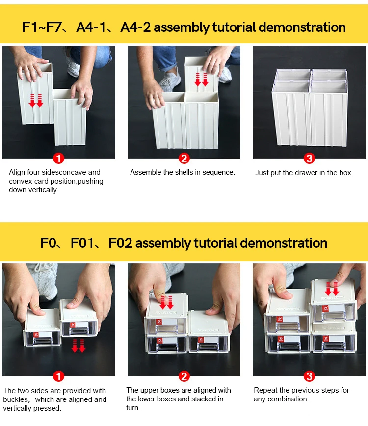 F1 6pcs Plastic Desktop Storage Drawer Stackable Organizer Box Great For Storing Hardware Mall Parts 180*95*50MM/7*3.7*2 Inch