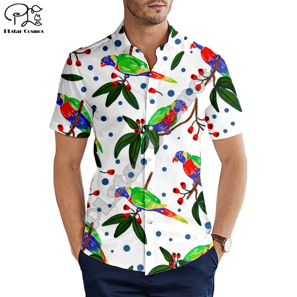 PLstar Cosmos Plage Hawaïenne Chemises Fruits NewFashion Pull 3dprint Drôle D'été Col de Chemise Manches Courtes Occasionnels Tees N8