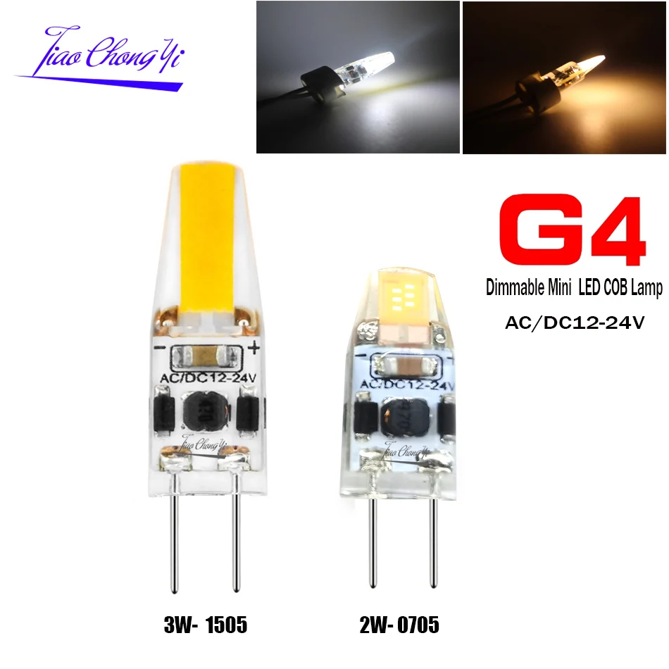 G4 LED Dimmable Bulb AC/DC 12V-24V 2w 0705 3w 1505 G4 Bulb white warm white for Ship Boat Truck Car COB Spotlight Chandelier