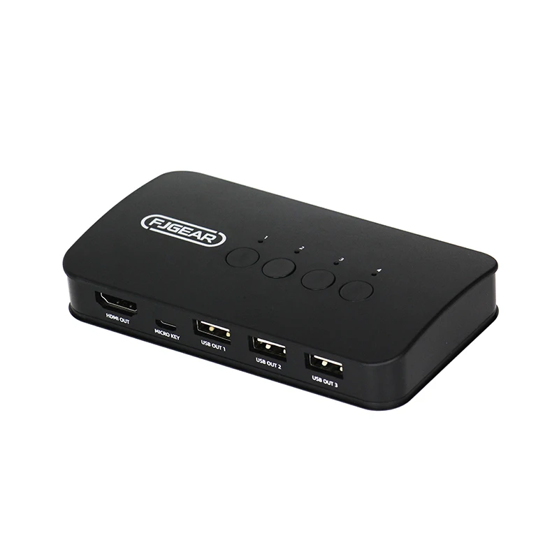 Kvm switch-dispositivo de host e teclado usb, compatível com hdmi, dispositivo multireceptor para compartilhamento de computador, teclado e mouse, u disk 4 em 1 saída