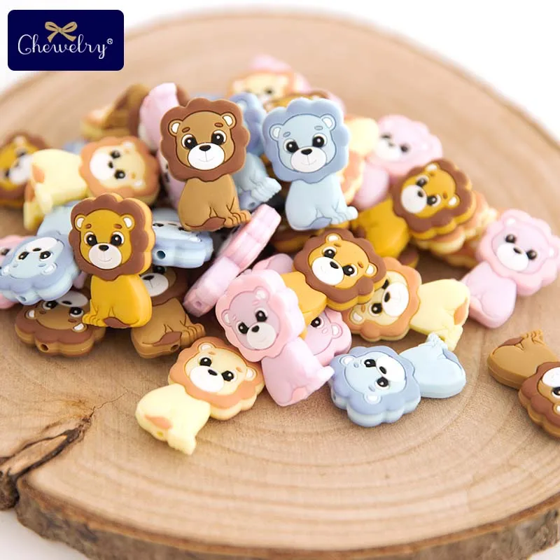 5PC Baby Teether Rodents Cute Lion Silicone Beads Baby Toys DIY Pacifier Chain Necklaces Pendant Bite Chew For Children Products