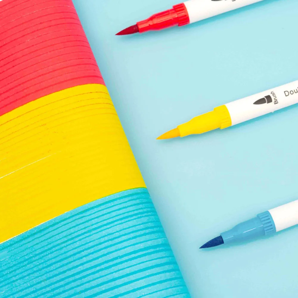Pinselstift mit zwei Spitzen, feine Linie, farbige Markierungsstifte, waschbare, wasserlösliche Aquarellstifte zum Zeichnen, Malen, Kunstbedarf – Detail 6
