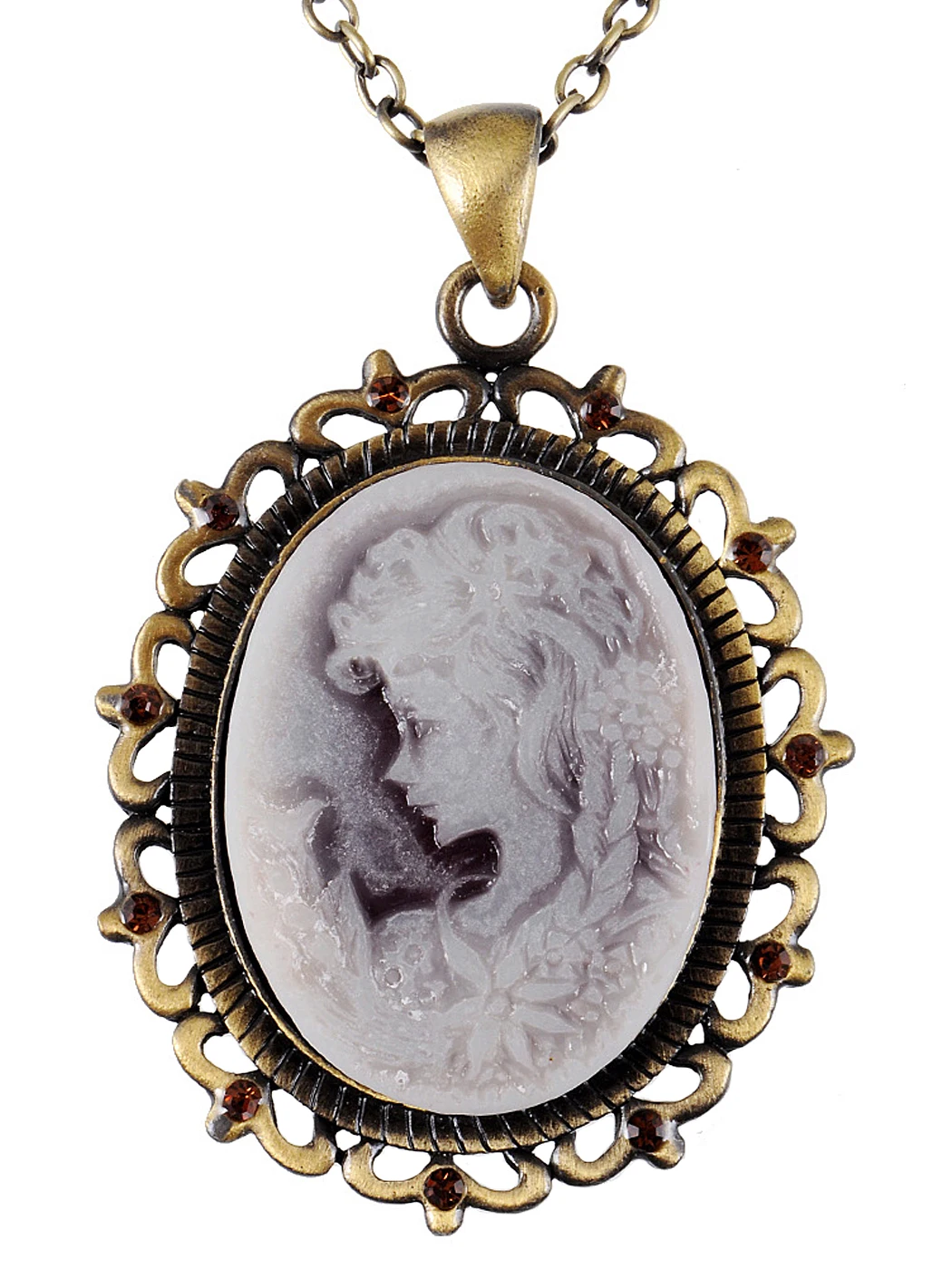 Vintage Inspired Antique Repo Oval Cameo Maid Necklace Pendant Gifts For Women