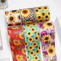 DIY Cartoon Sunflower Printed Grosgrain Ribbon For Craft Supplies Sewing Accessories 5 Yards. 30874