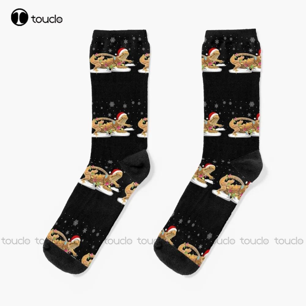 Bearded Dragon Funny Christmas Ornament Gift Ugly Sweater Socks Youth Baseball Socks Christmas Gift Custom 360° Digital Print