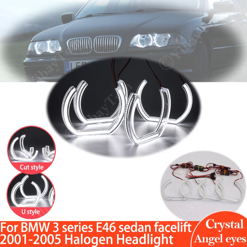 

Halogen Headlight for BMW 3 series E46 sedan facelift 2001-2005 DTM Style Crystal LED Angel Eyes Car Accessories 325i 325ci 330i