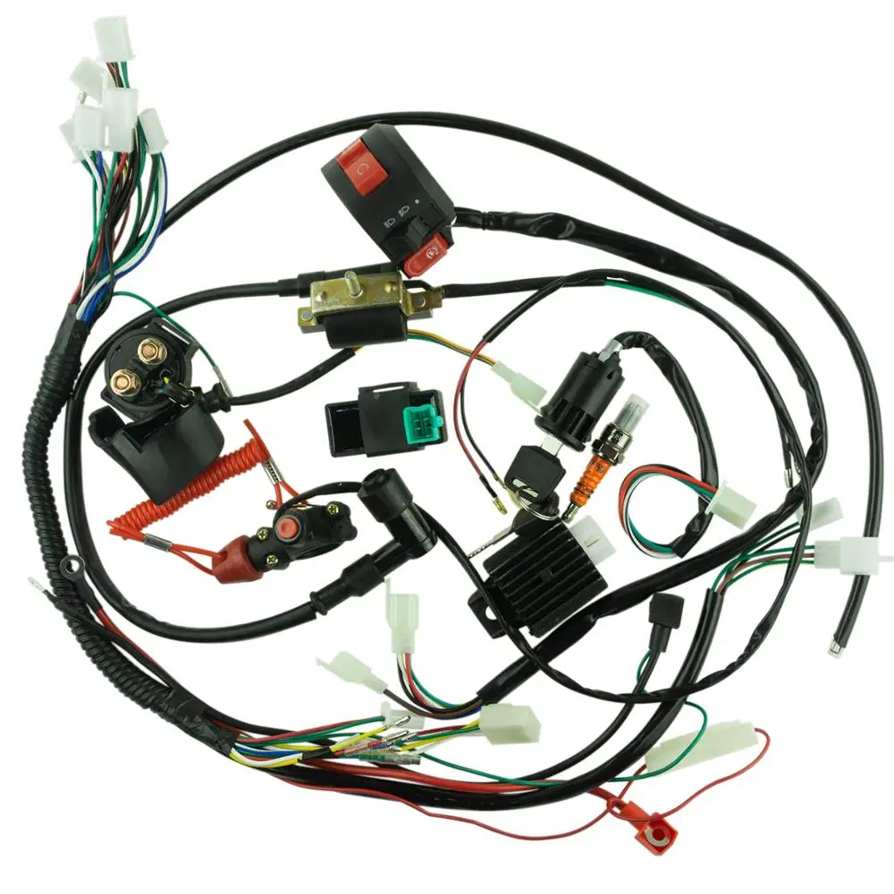 W pełni elektryczna wiązka przewodów CDI cewka zapłonowa świeca zapłonowa dla 50cc 70cc 110cc 125cc Motocross ATV quad Buggy Gokart