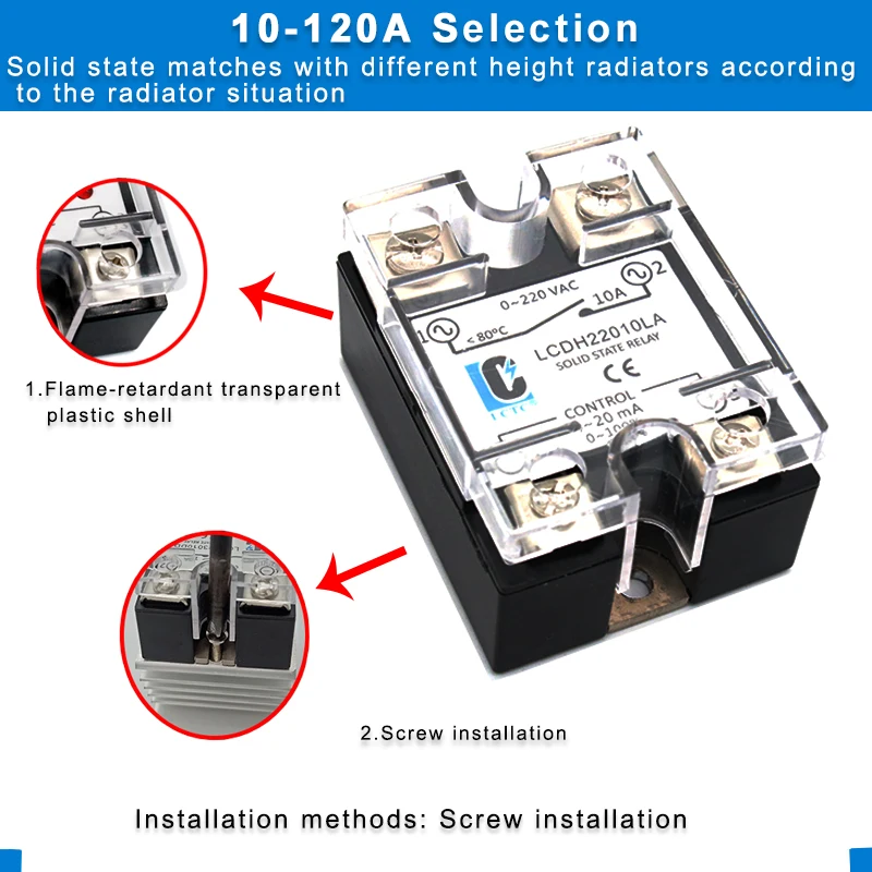 Single Phase Solid State Voltage Regulator Relay 0-5V 0-10V 4-20mA SSR-1VD/VF/LA 10A-120A