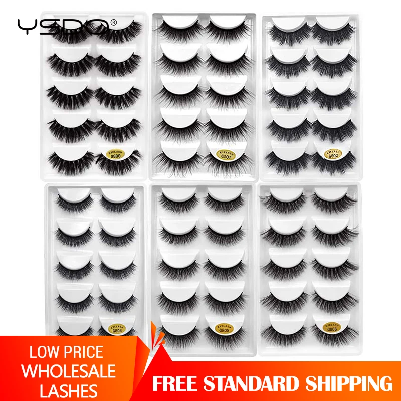 Wholesale 10-100 Boxes 3D Mink Eyelashes Natural Long Mink Lashes 50-500 Pairs Thick Dramatic False Eyelashes Maquiagem Cilios