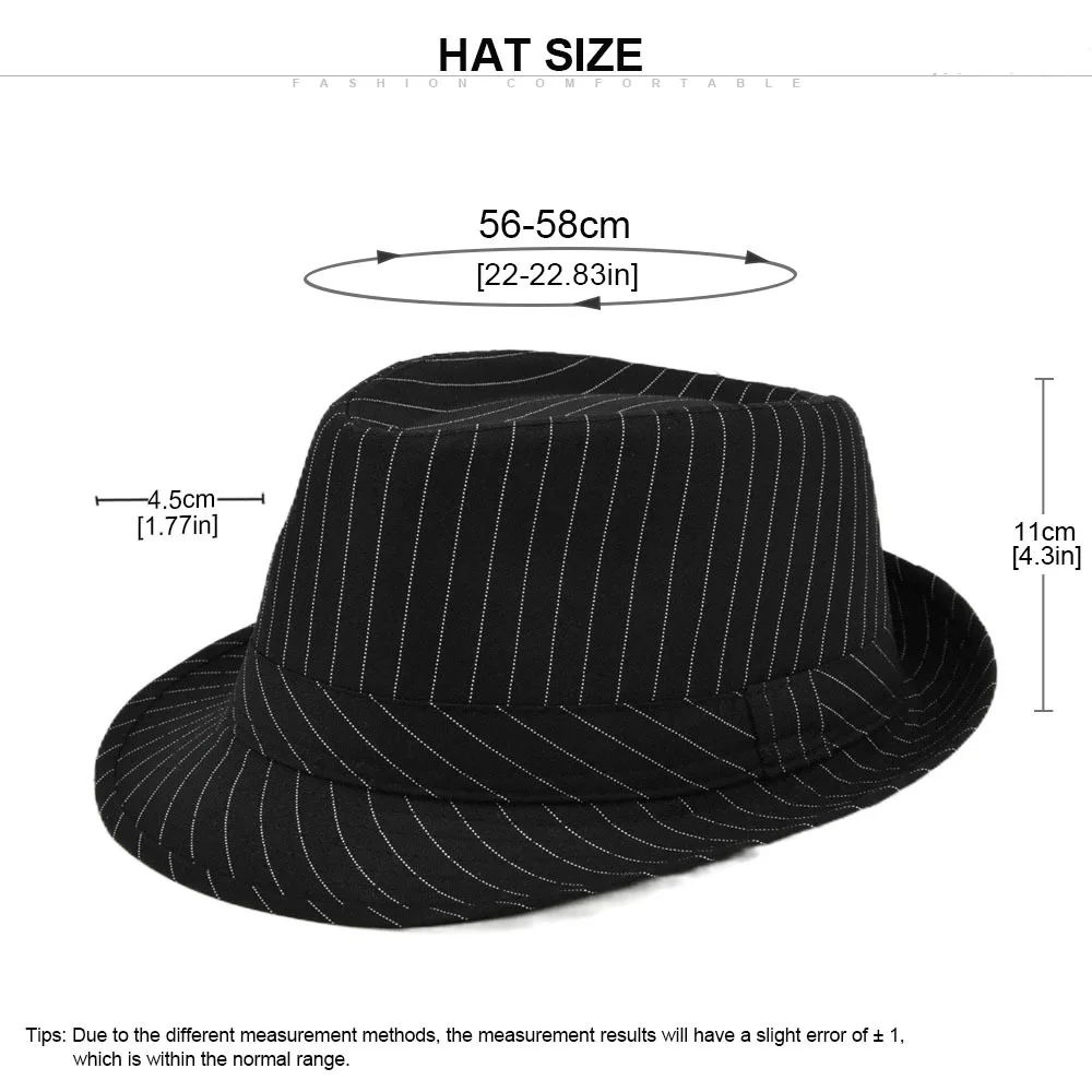 New Fashion Linen Short Sleeve Fedora Hat For Men Stripe British style gentleman Black Jazz Cap Women chapeu Panama fedoras