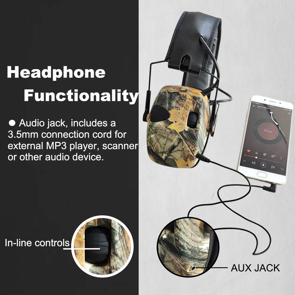 Top Tactical Anti-Noise Earmuff para caça, tiro auscultadores, redução de ruído, audição eletrônica, proteção auricular protetora