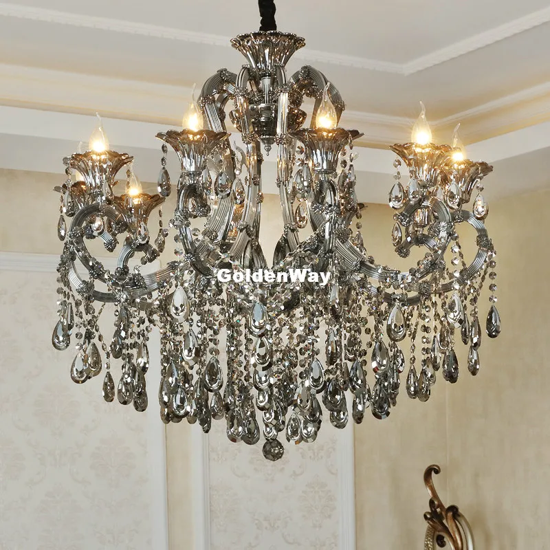 Modern Clear Smokey K9 Crystal Chandeliers Decora Ceiling Chandelier Fixtures For Dining Room Bedroom Lights AC 100% Guaranteed