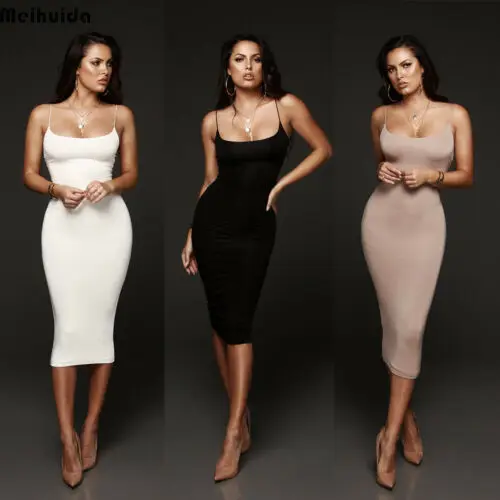 

Sexy Dress Club Wear Women Vestidos Ladies Casual Tight Party Dress Halter Sleeveless Bandage Bodycon Slim Strap Pemcil Dress