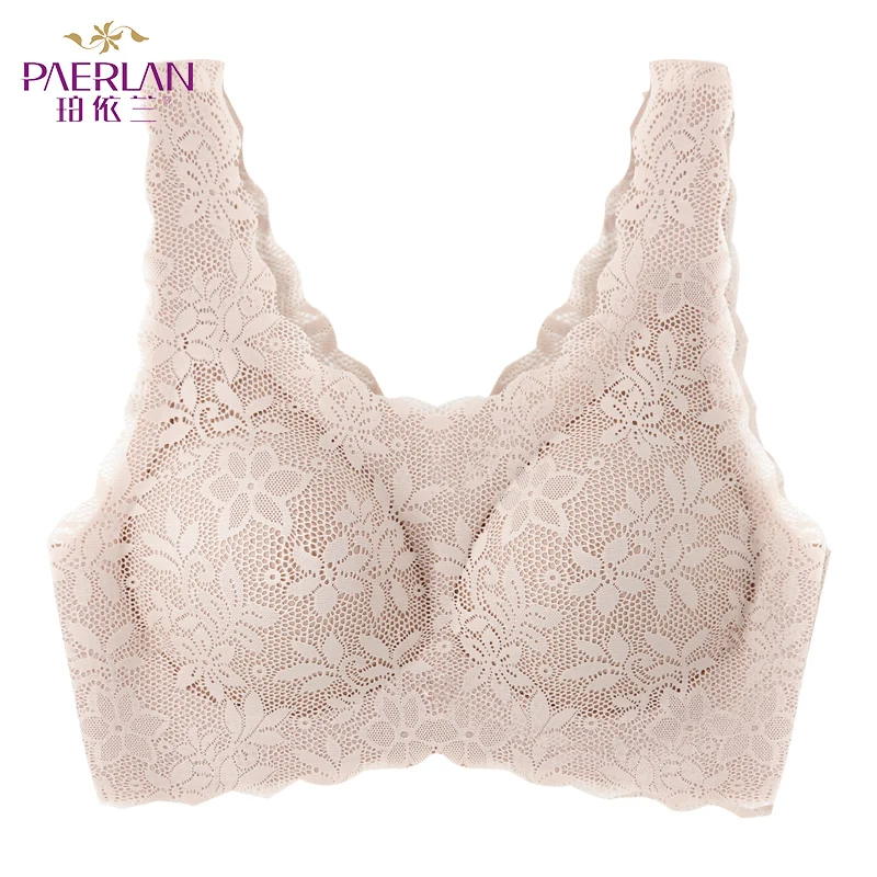 PAERLAN Lycra Flora Wire Free Thin Women\'s Underwear Seamless Sexy Push Up Sexy Sports Vest Sleep Full Cup Bra