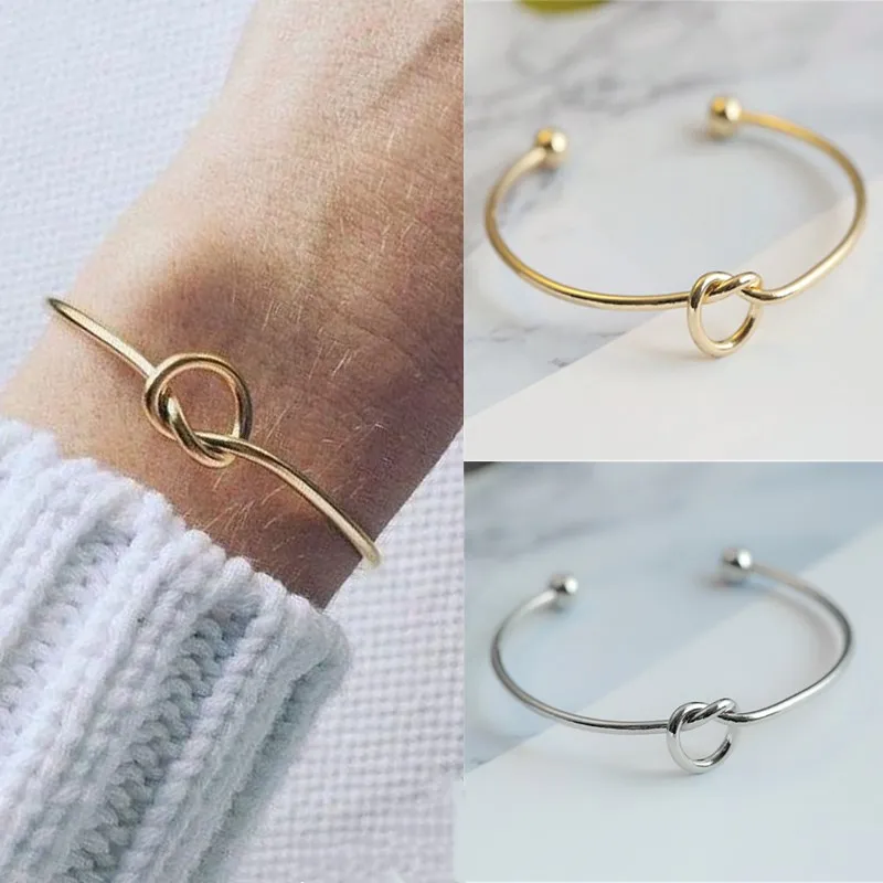 L231 Fashion Knot Cuff Bracelets & Bangles Women Jewelry Pulseira Simple Glossy Open Pulseras LOVE Valentine's Day Gift