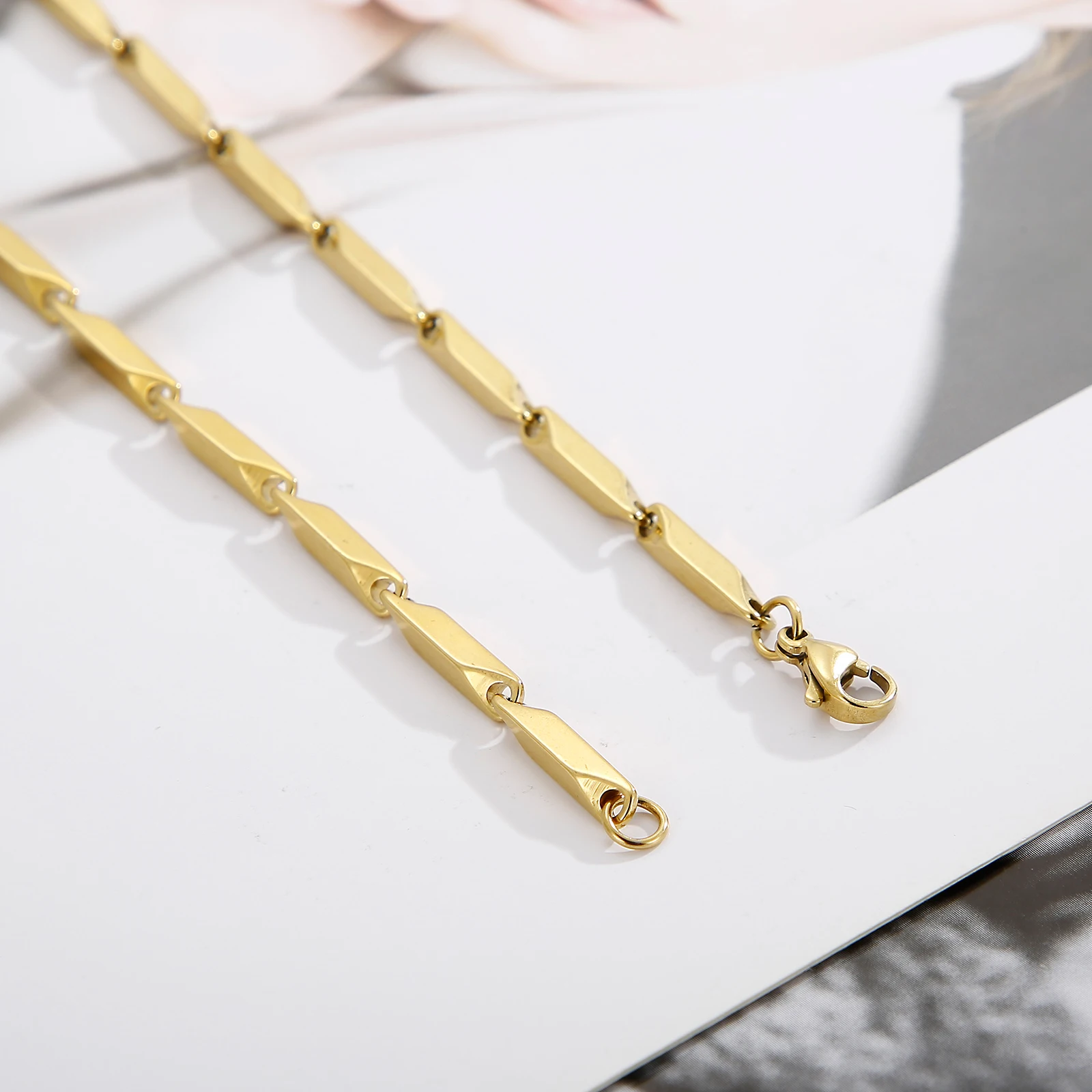 3 مللي متر بذور البطيخ جديد تويست الذهب اللون العصرية سلسلة قلادة الذكور المقاوم للصدأ موضة هدايا مجوهرات #5