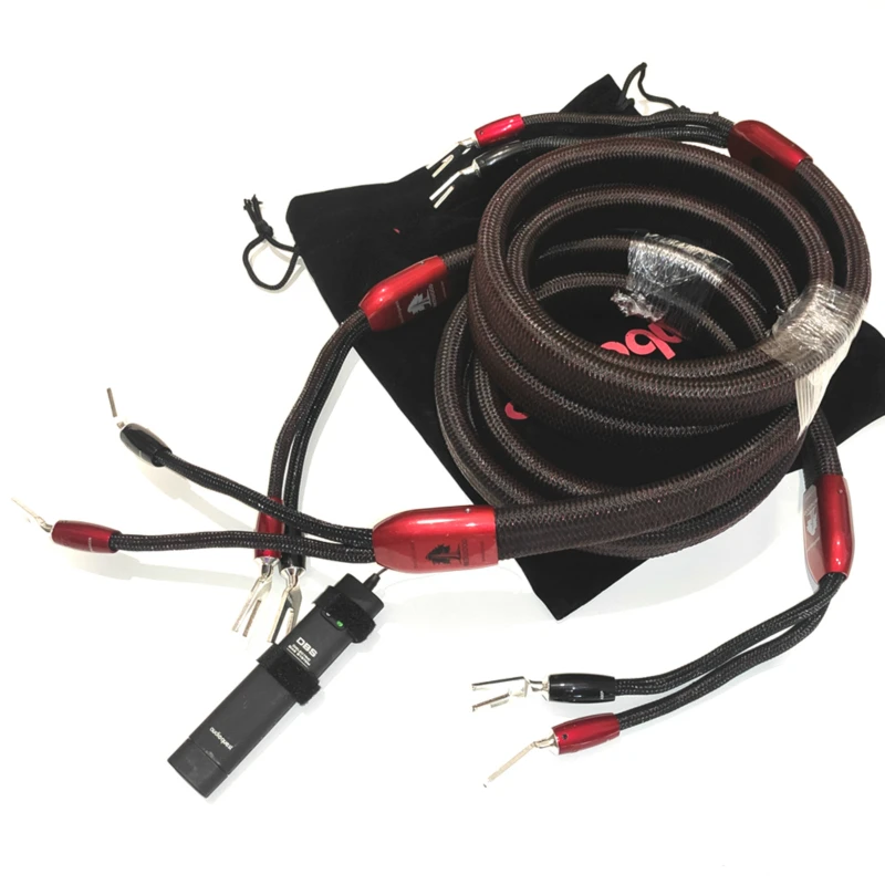 Oi-fim redwood cabo de alto-falante prata spade plug 72v dbs de alta fidelidade bifio cabos de áudio banana plug
