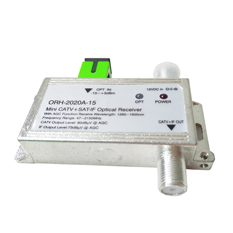 FTTH ORH-2020 -15 optical receiver with AGC 1260-1660nm FTTH  47-2150MHz MINI CATV + SAT-IF Optical receiver build-in filter