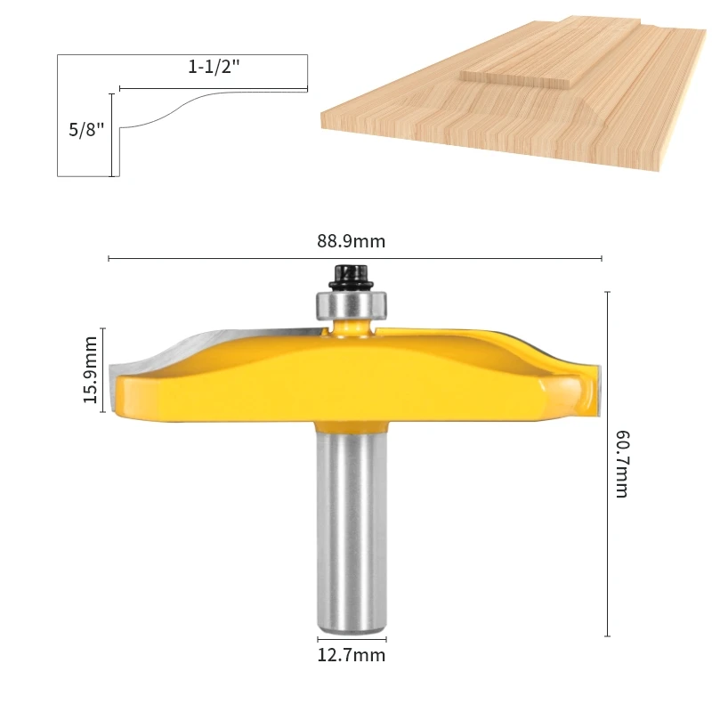 YUSUN Stile&Rail Assembles-Roman Ogee Bit Cove 1-3/4 Router Bit Woodworking Milling Cutter For Wood Bit Face Mill