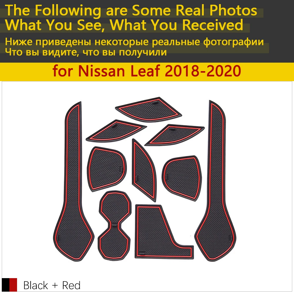 Anti-Slip Rubber Cup Cushion Door Groove Mat for Nissan Leaf ZE1 2018 2019 2020 10Pcs Accessories Car Stickers mat for phone