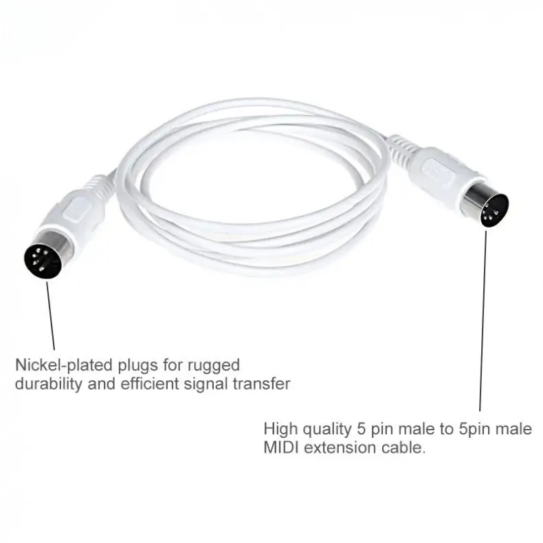 1.5m/4.9ft 3m/9.8ft MIDI Extension Cable 5 pin male to 5 pin male Electric Piano Keyboard Instrument PC Cable MIDI cable