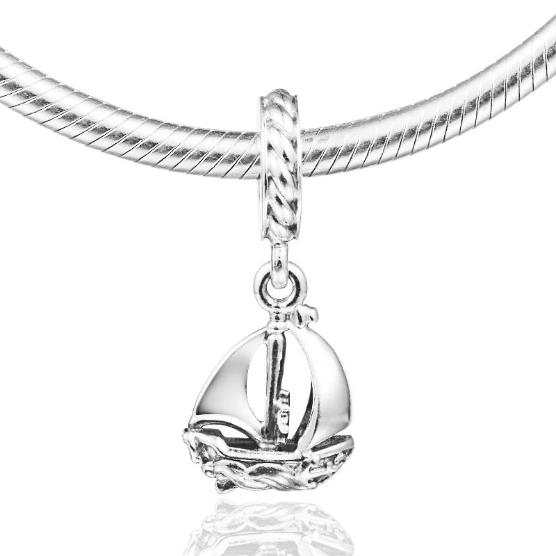 Sail Boat Dangle Charm 2021 Summer Ocean Beads For Jewelry Making Fits Woman DIY Bracelets & Bangle 100% Sterling Silver