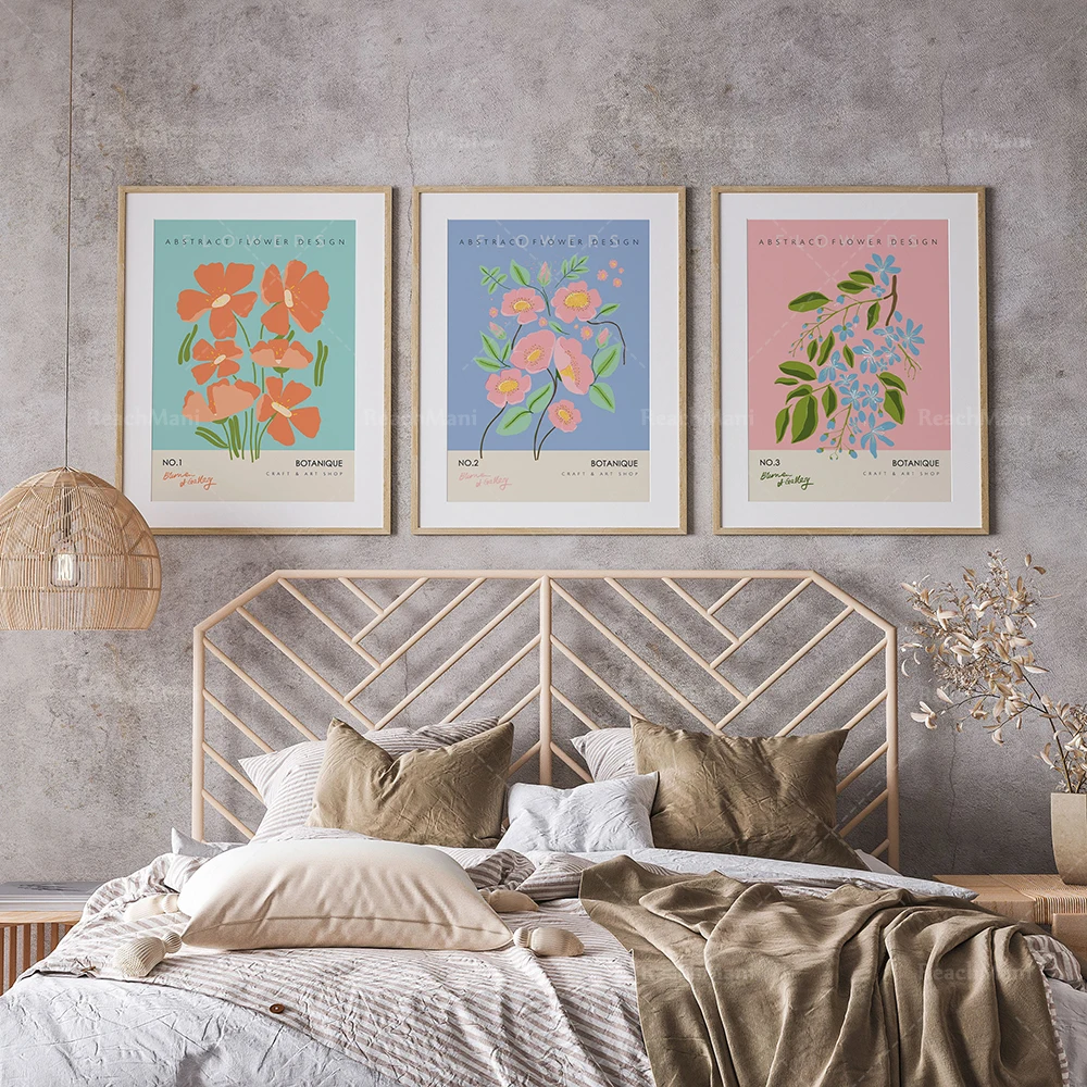 Flower Market, Basel London, Osaka Copenhagen, New York Paris Tokyo Minimalist Pastel Color Poster | Bohemian Flower Shape