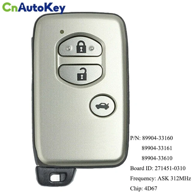 CN007180 Aftermarket For Toyota Camry Crown Majesta Markx Smart Key 312Mhz 4D-67 Chip 89904-33610 89904-33160