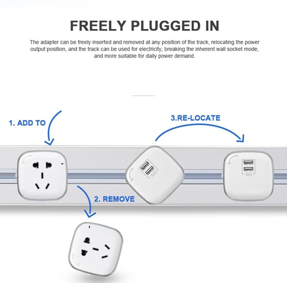 Tomada de parede com interruptor, 60cm, liga de alumínio, 3 cores, 8000w, tomada elétrica, 110v-250v