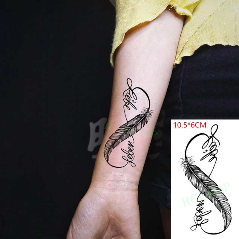 Waterproof Temporary Tattoo Sticker Feather Letter Eight Pattern Body Art Tatto Flash Tatoo Fake Tattoos for Girl Women Men