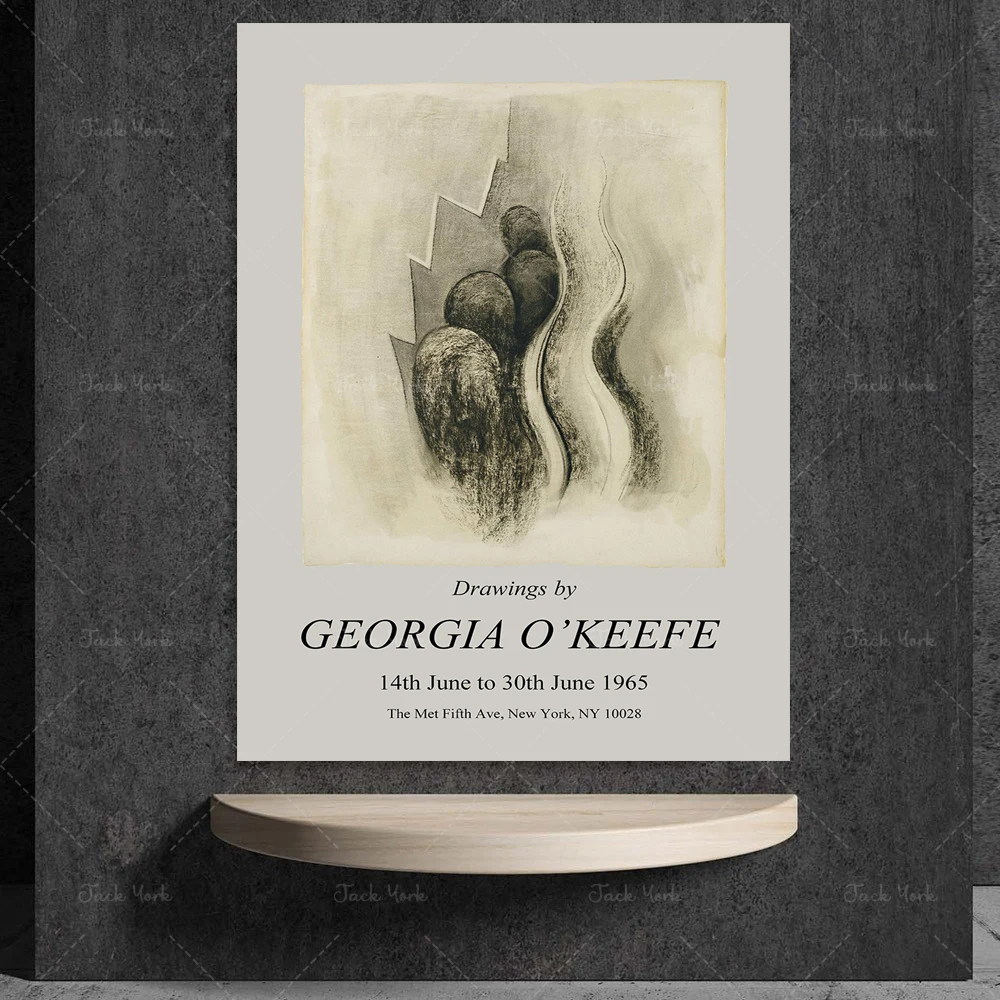 Reprint of a 1965 Vintage exhibition Poster for works by Georgia O'Keefe
