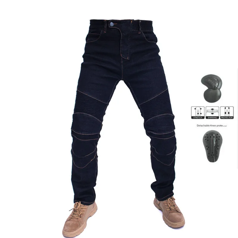 4 Season Motorcycle Leisure Motorcycle Men\'s Outdoor Summer Riding Anti-fall Jeans Pantalones Motorpoof Jeans With Protect Gears