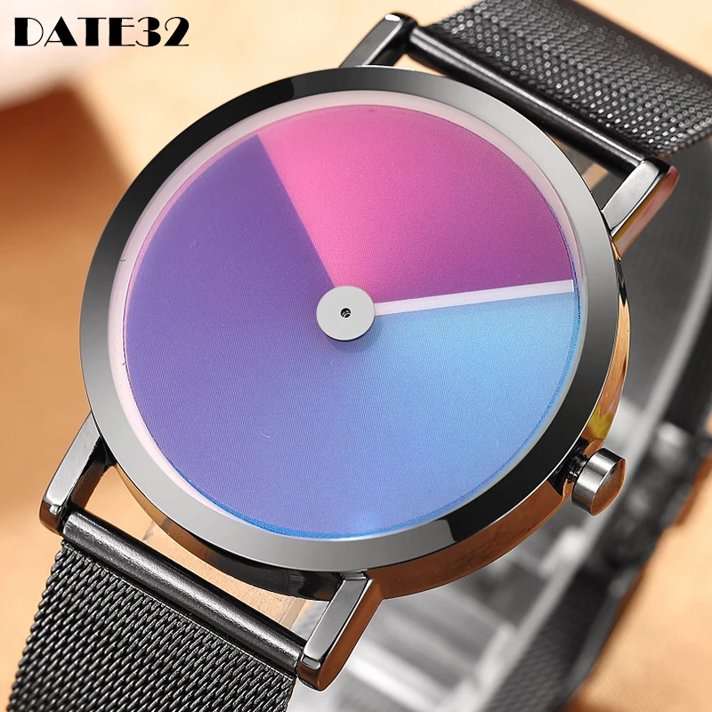 Minimalist Unisex Watch for Men Women Couple Simple Style Unique Dial Quartz Wristwatch Male Female Unique Pointer Wrist Clock