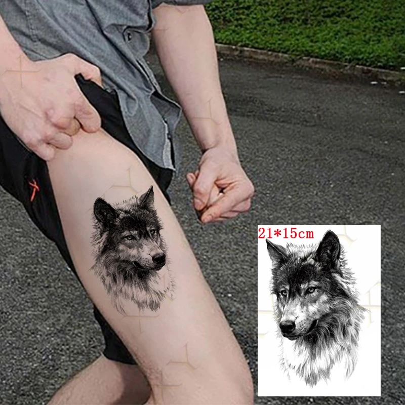 Waterproof Temporary Tattoo Sticker Forest Wolf Dog Flash Tattos Angel Wing Unicorn Fly Bird Body Art Arm Fake Tatoo Women Men