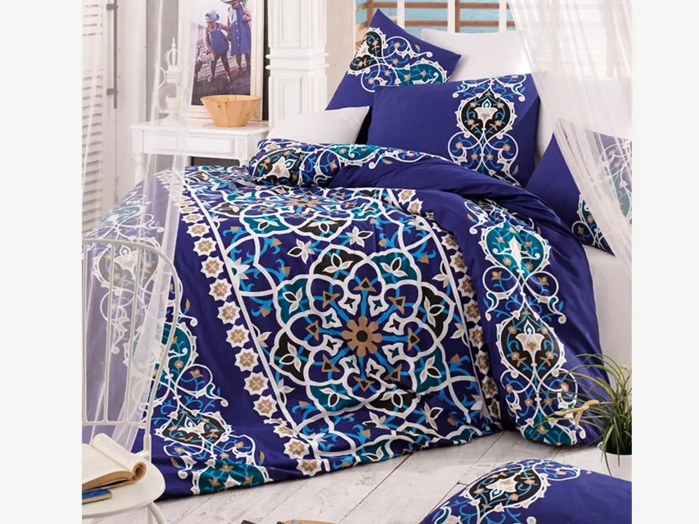 Kayra 100 Cotton Double Duvet cover set Blue