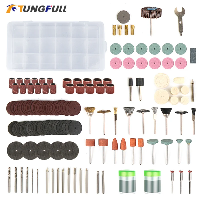 Tungfull 161Pcs Dremel Style Accessories Abrasive Tools Wood Metal Engraving Electric Rotary Tool Accessory for Dremel Bit Set