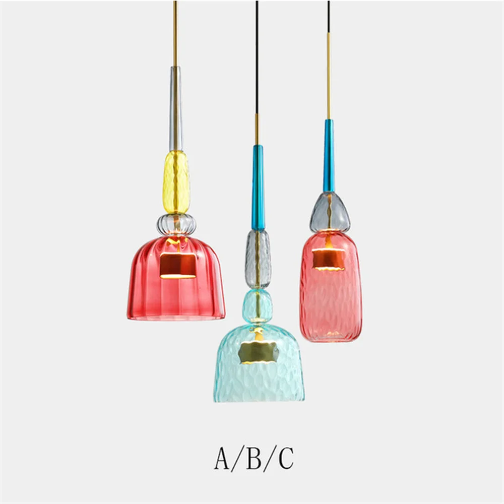 

Nordic Colorful LED Pendant Lights for Home Decoration Lamp Living Room Bedroom Lamp Indoor Glass Hanging Lamp Lighting Fixtures