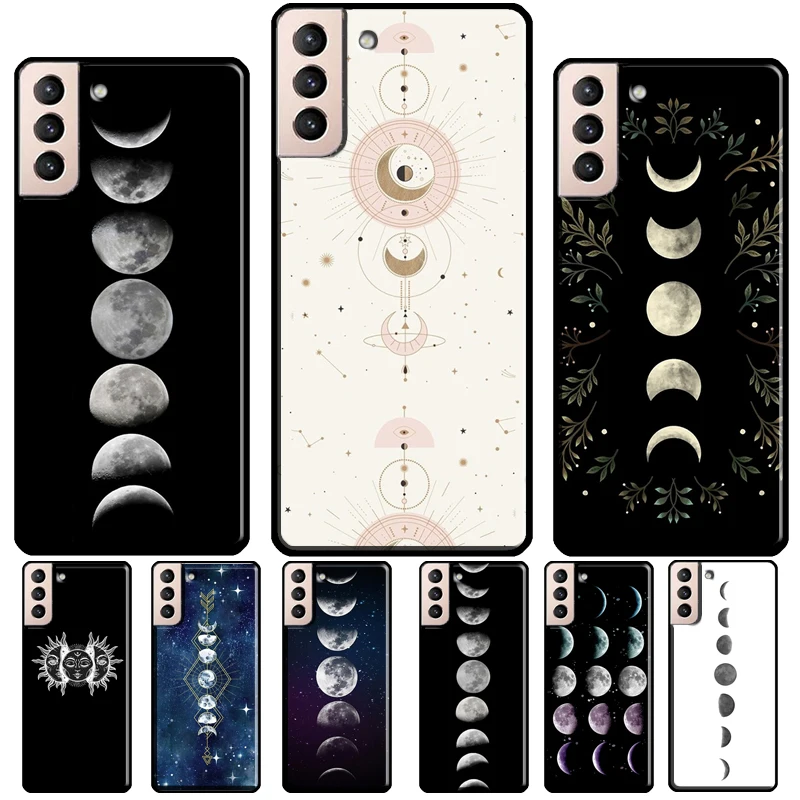 Moonlight Moon Phases Earth Silicone Case For Samsung Galaxy S21 S20 FE S8 S9 S10 Plus Note 10 20 S22 S23 Ultra Coque