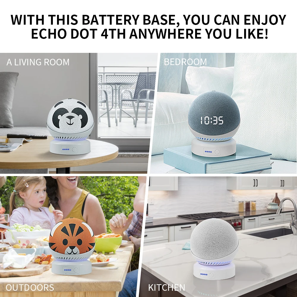 Batterie basis für Echo Dot 4th gen Akku 5200mah Tragbare ladegerät für Echo Dot 4 Pattery pack
