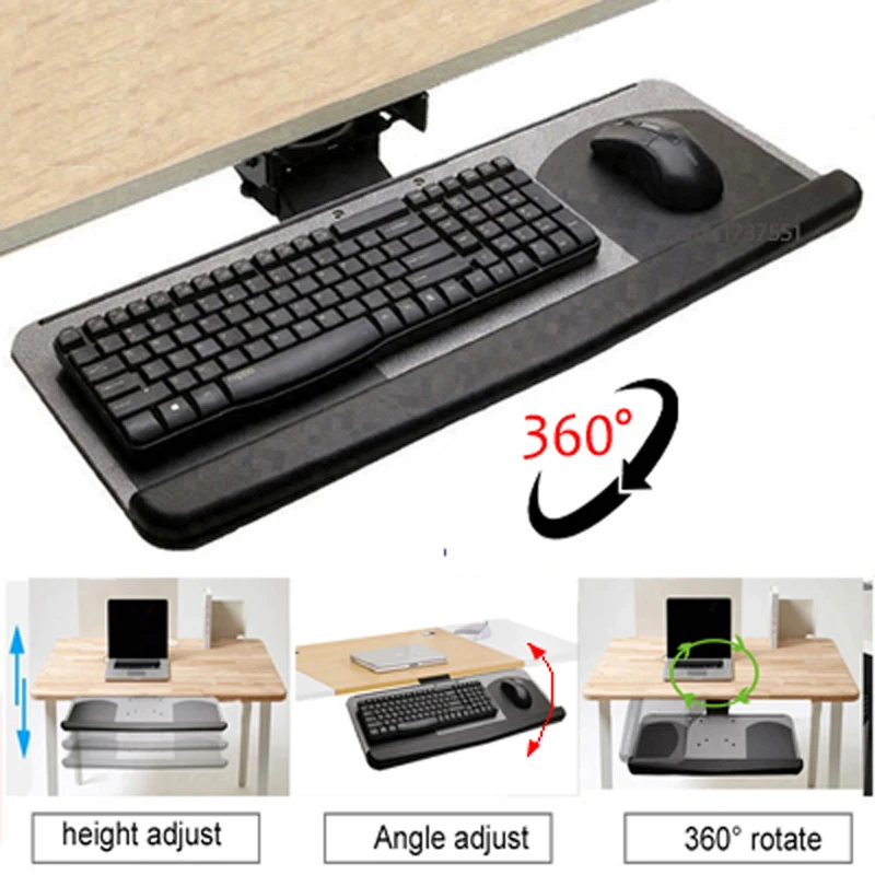 DL-DA4 Ergonomics kayboard plate mount bracket with mouse pad tray support for big small plate height adjustable wrist rest