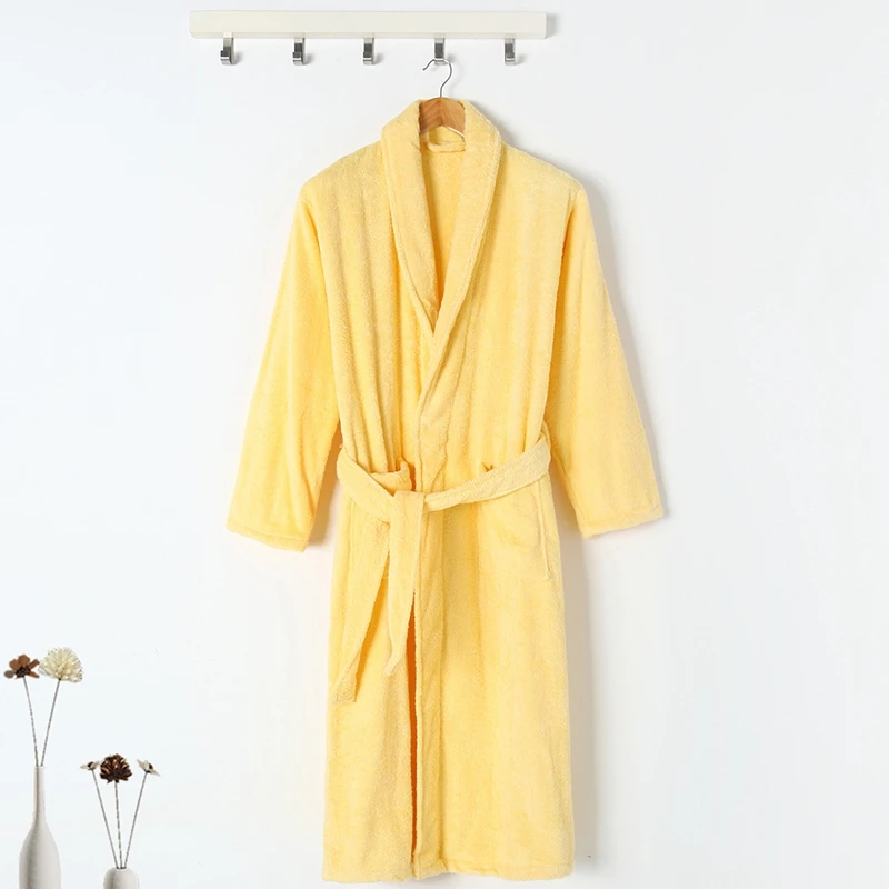 Winter Bathrobe Thickening Warm 100% Cotton Bathrobe Men Dressing Gown Towel Fleece Bath Robe Male Sleepwear Nightgown Homme