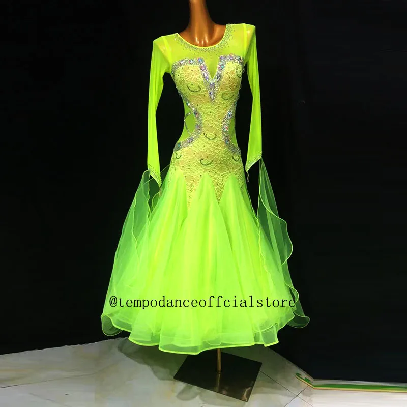 Custom Made Women Swing Tango Waltz Smooth US8 Dance Competition Dress Lady Ballroom Dance Dress Competition Dress Gradation