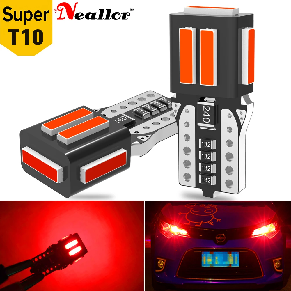 2X T10 W5W LED Bulbs Canbus 7020 7SMD For BMW Audi Car Parking Position Lights Interior Map Dome Lights 12V White Orange Red 5w5