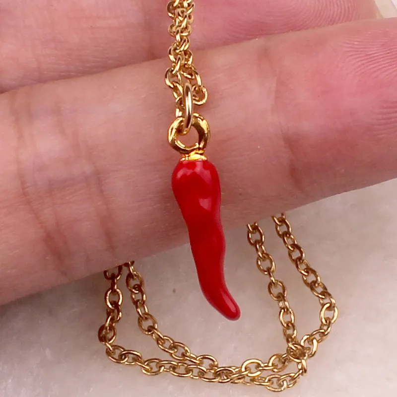 new hot capsicum cayenne necklaces girls gold color new cute enamel chili hot pepper necklace women jewelry accessories gifts