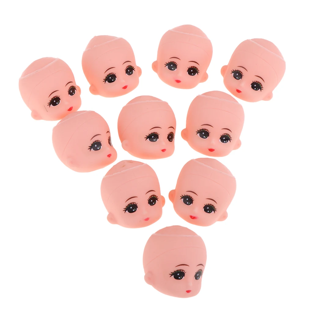 10 Pieces Lovely Big Eyes Baby Heads For Mini Keychain Doll Custom Accessory